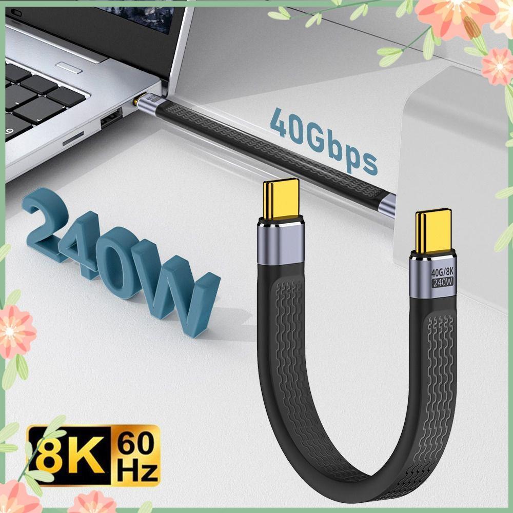 Cabo USB4.0 , 8K 60HZ PD 240W USB C Para Tipo , De Dados Flexível De Chip E-Marker De 40 Gbps Celular