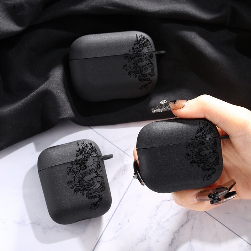 Capa De Fone De Ouvido Para AirPods Pro/Pro2 TPU Dragon Design AirPods4 3 2/1 Com Protetora De Chaveiro