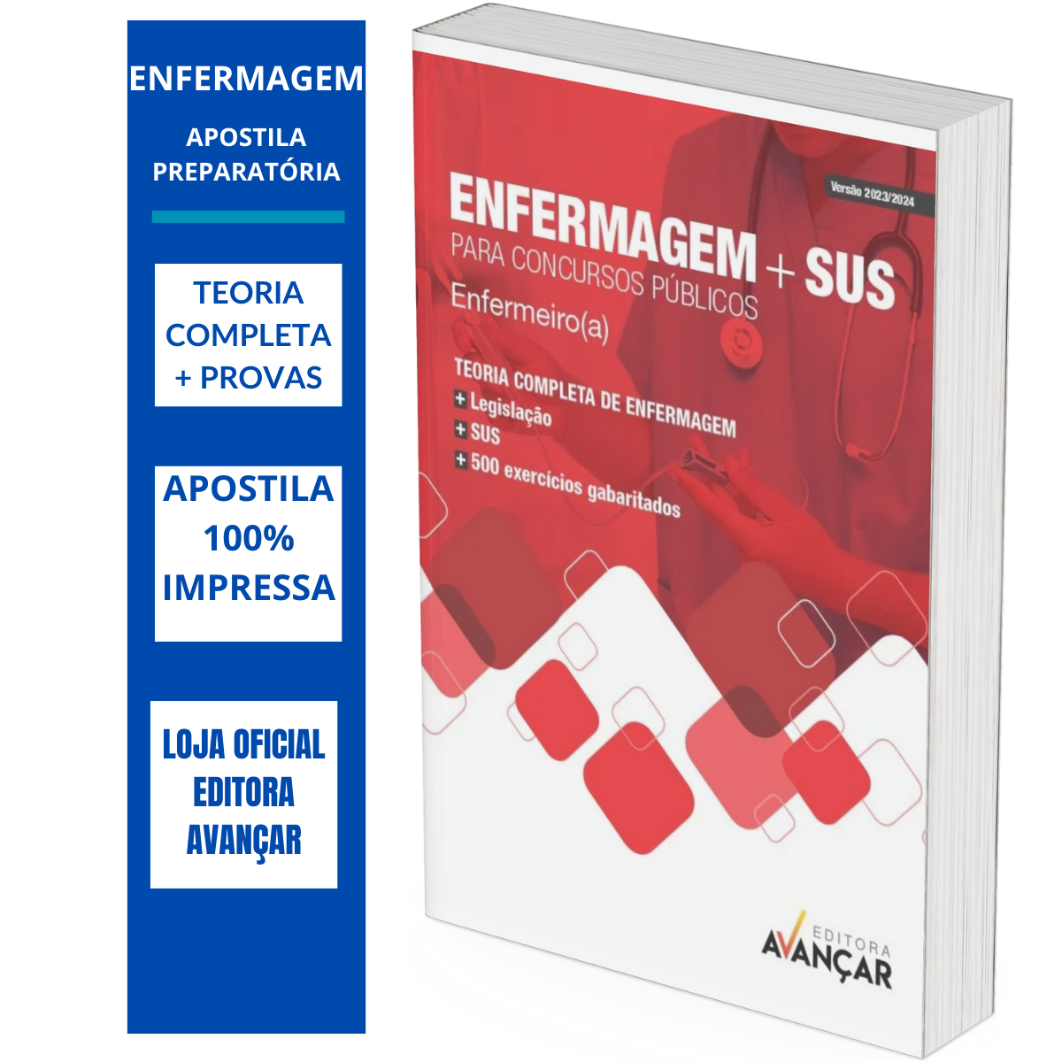 Livro de Enfermagem + SUS + Provas - Teoria completa e atualizada - Material 100% impresso