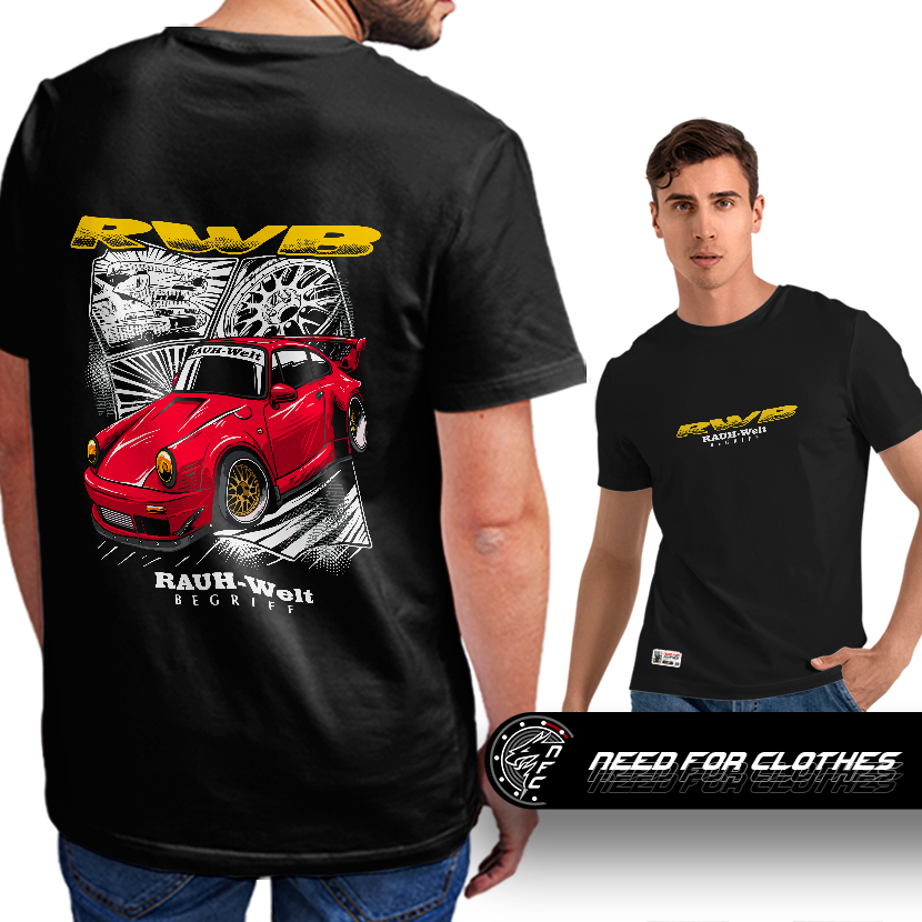 Camiseta Porsche 911 RWB, Widebody Air-Cooled, Cultura Rauh-Welt Begriff, Euro Style