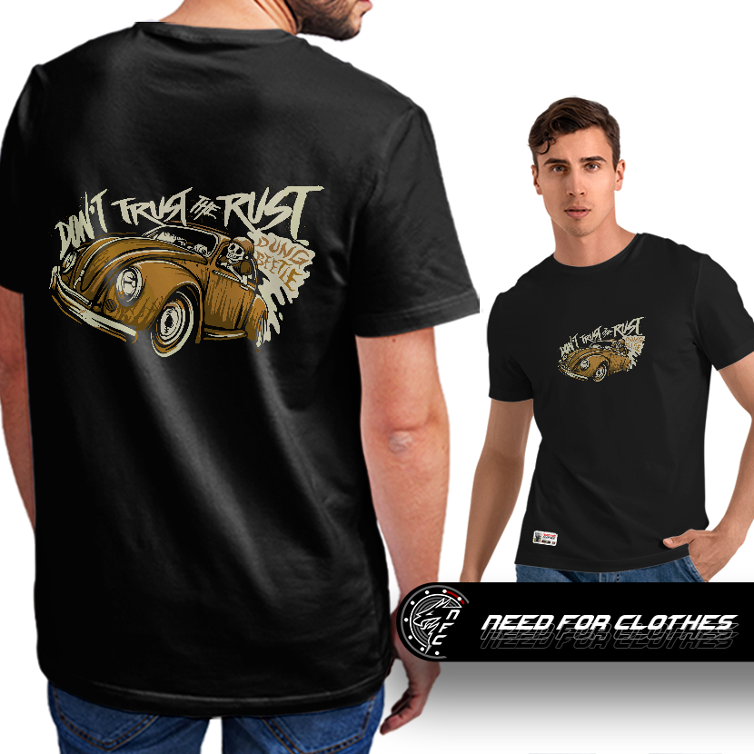 Camiseta Don’t Trust The Rust VW Fusca Beetle Air Cooled Rat Look Old School