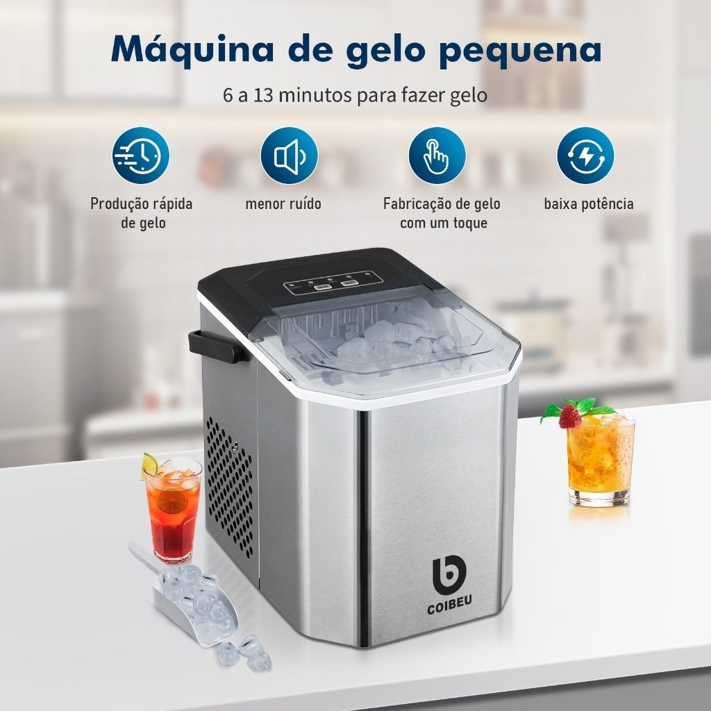 Máquina de gelo coibeu 12 kg plástico/aço inoxidável Air cooled Ice Compact 127V COIBEU