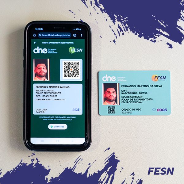Carteirinha de Estudante 2025 Física + Digital FESN - Documento Oficial do Estudante com Validade Nacional