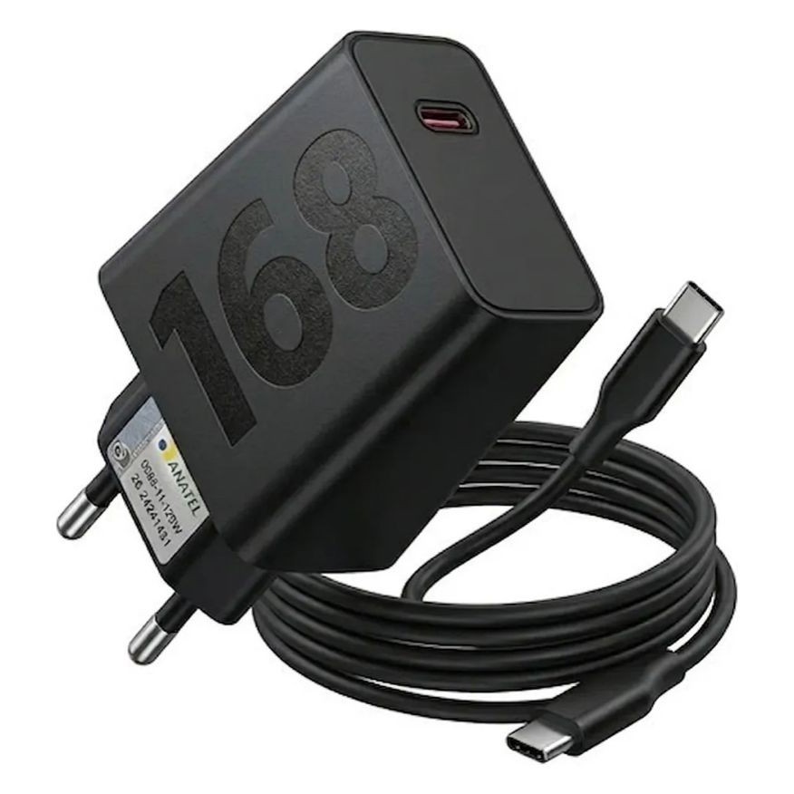 Carregador Turbo 168W Fonte e Cabo Tipo C 6A Carga Ultra Rápida Compatível Com Motorola