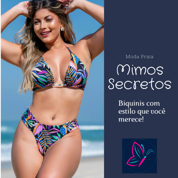 Conjunto de Biquíni Cortininha com Bojo e Calcinha Bombom Fio Duplo Jolie