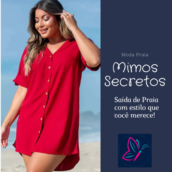 Saída de Praia Camisão com Botão Lira Vermelha