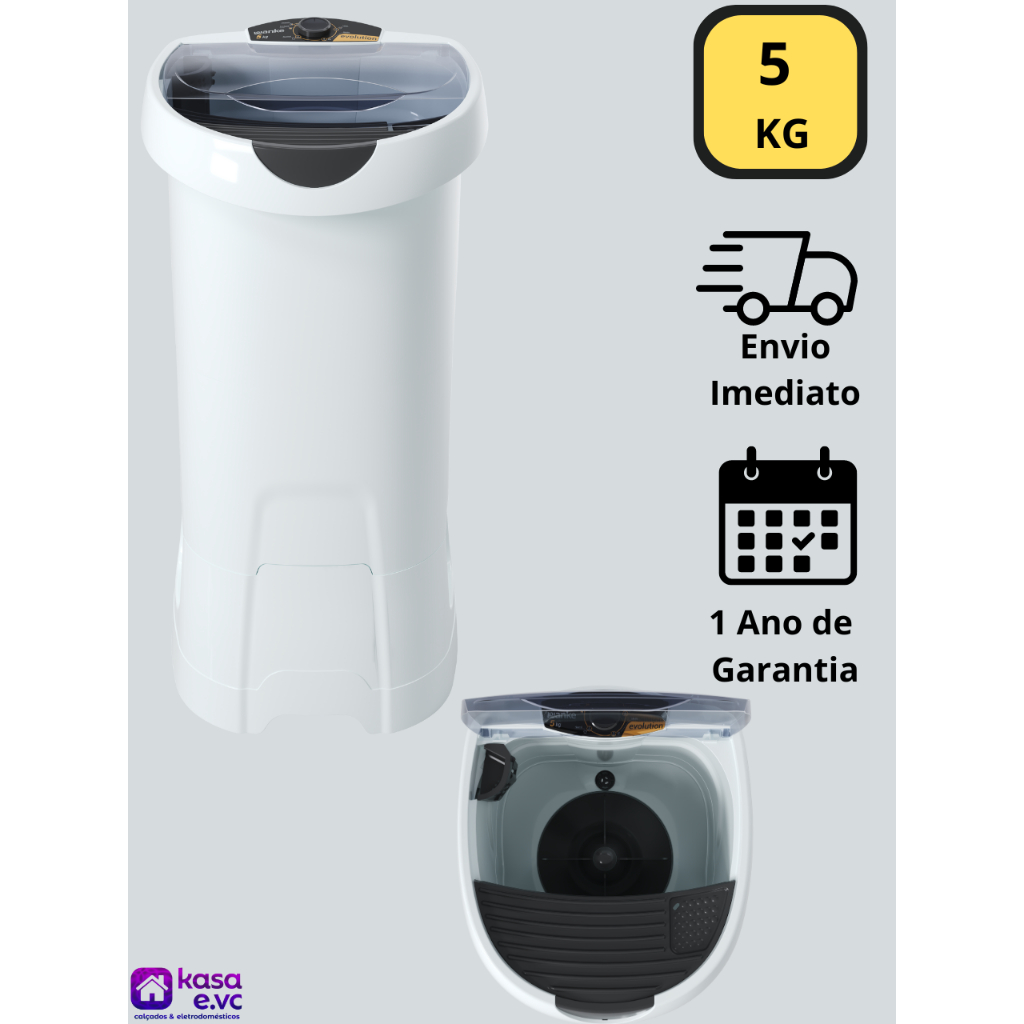 Máquina de Lavar 5kg tanquinho Semi-Automática Wanke Sally Evolution 5Kg Lavagem por Agitação Com 4 programas