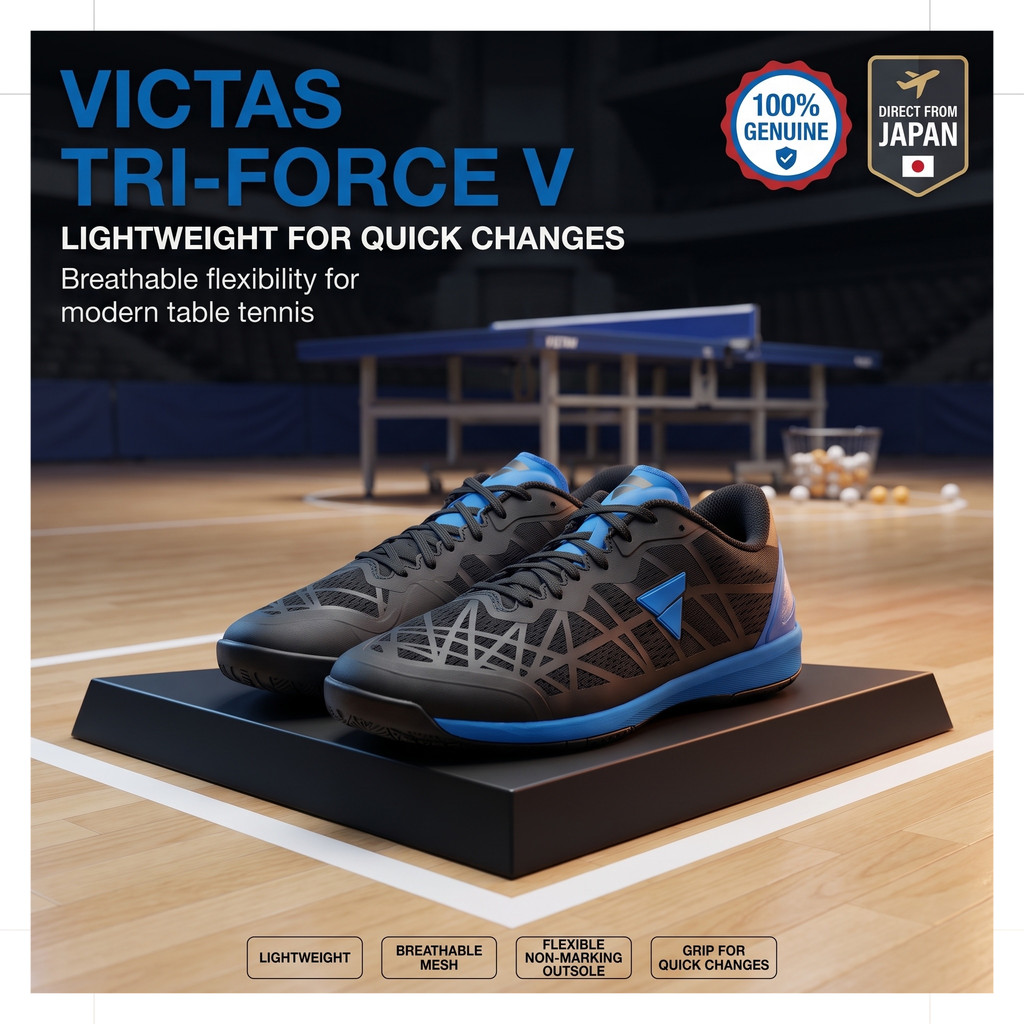 VICTAS Table Tennis Shoes Triathforce V Unisex Lightweight Breathable Flexible Barefoot Feel Removable Insole Size[Direc