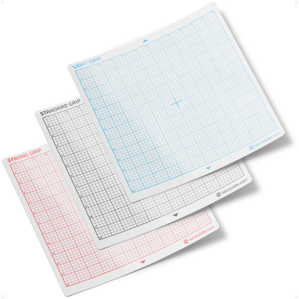 Kit 3 Bases de Corte Tekstolder 30x30 Para Silhouette Cameo – Fixações Suave, Média e Forte (Light, Standard & Strong)