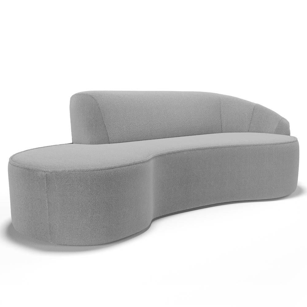 Sofá Living  4 Lugares 300cm Braço Direito Mozart D06 Bouclê Cinza - Mpozenato