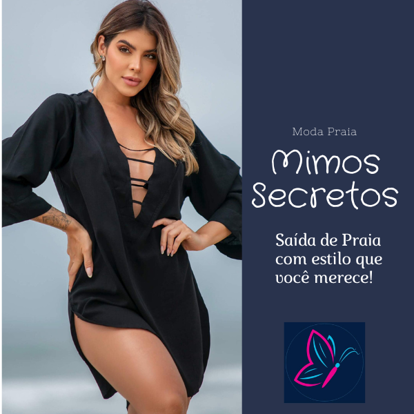 Saída de Praia Sofisticada Preta