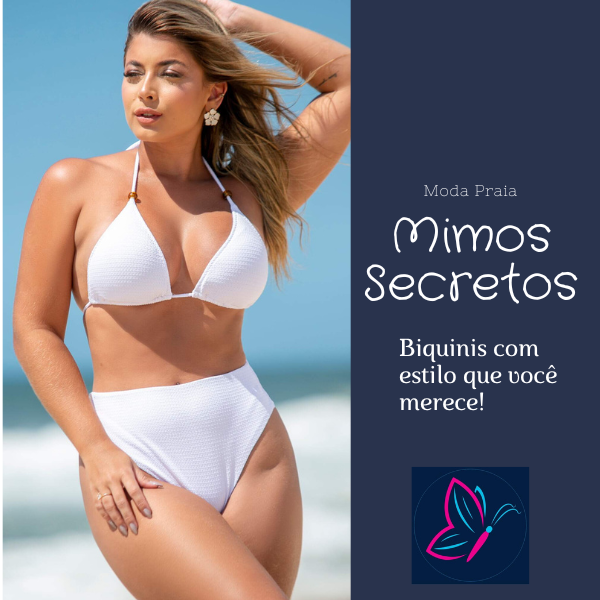 Conjunto Biquíni Cortininha com Bojo e Calcinha Hot Pants Fio Duplo Branco