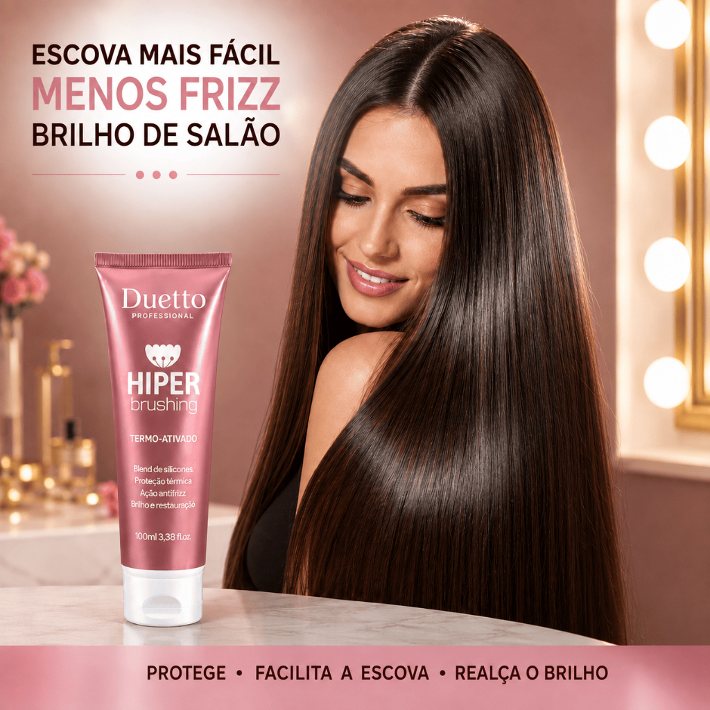 Hiper Brushing Duetto 100ml Leave-In Termoativado Antifrizz