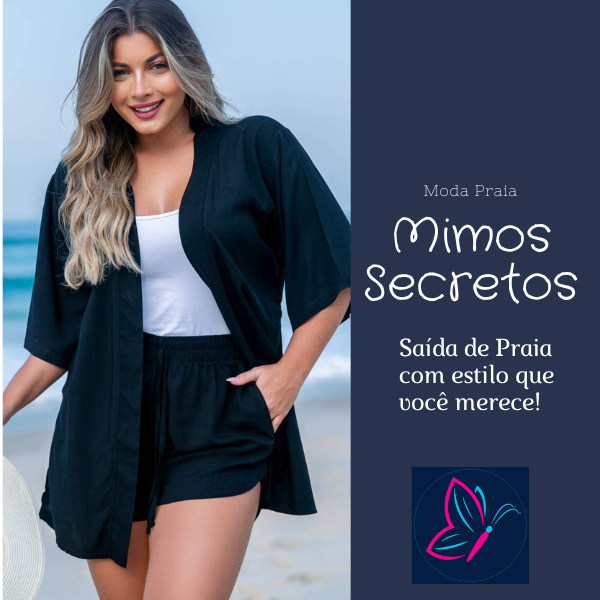 Kimono Saída de Praia Preto