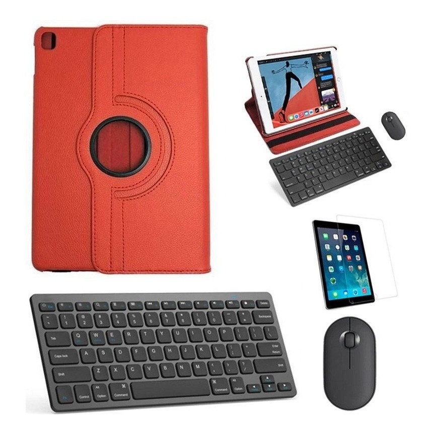 Kit Capa 360 Vermelho/teclado/mouse/pel iPad Air 3 10.5