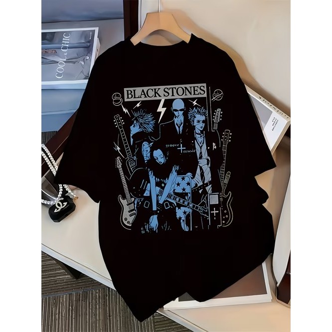Music.Soul Music.Soul Camiseta Estampa Anime Nana Black Stones Banda Rock Streetwear Vintage