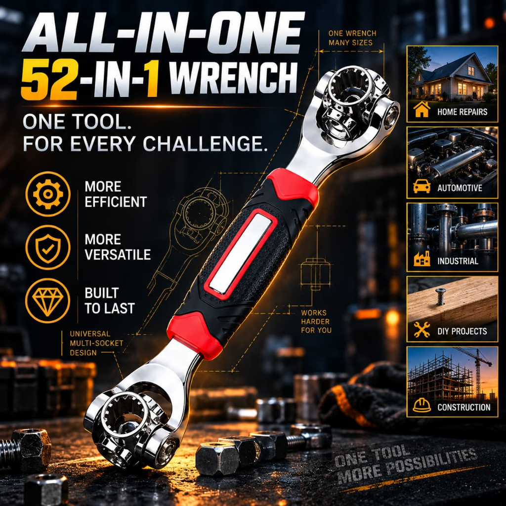 48 In 1 Multifunctional Socket Wrench 360° Swivel Tool Set For Car Motorcycle Home Maintenance