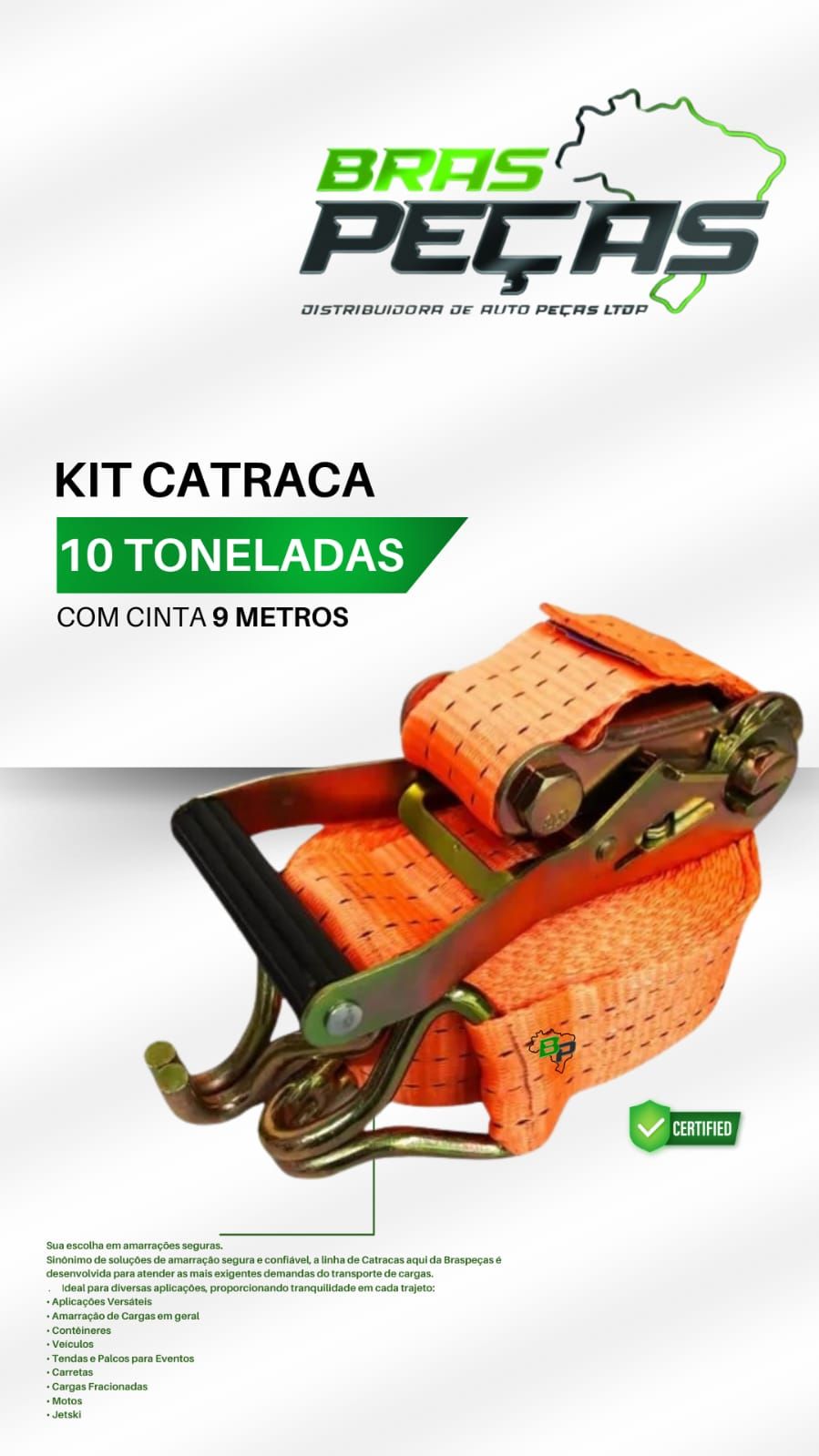 KIT CATRACA 10 TONALEDAS COM CINTA 9 METROS