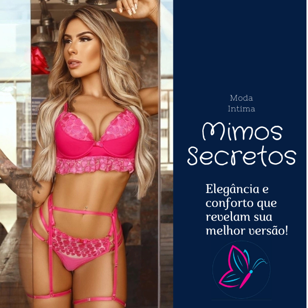 Cropped Penelope com Calcinha Fio Único 3 Tiras - 3 Peças