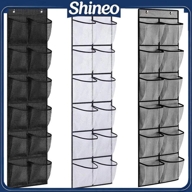 SHINE 12/24 Grades De Parede Diversos Sapato Organizador Tecido Armário Saco Armazenamento Ra Malha Poeta Claro Pendurad