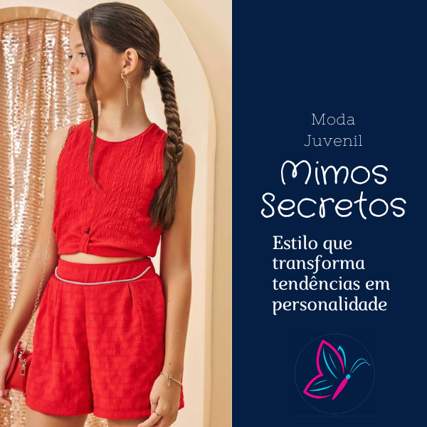 Conjunto de Blusa Cropped e Shorts em Tecido Texturizado Isla 78077 Vic&Vicky