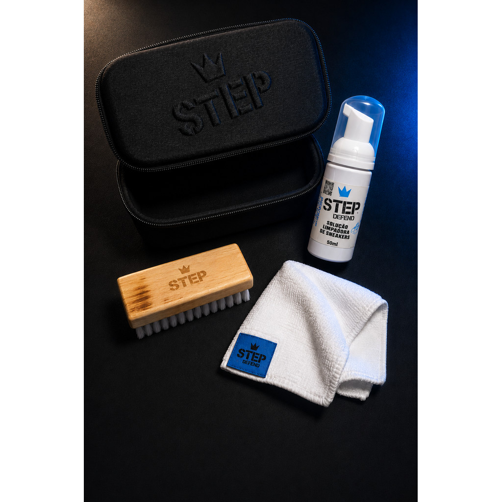 Kit Limpeza Tênis Sneaker Pump Waterless Escova Pano - Remove Manchas Sem Água Lona Couro Borracha