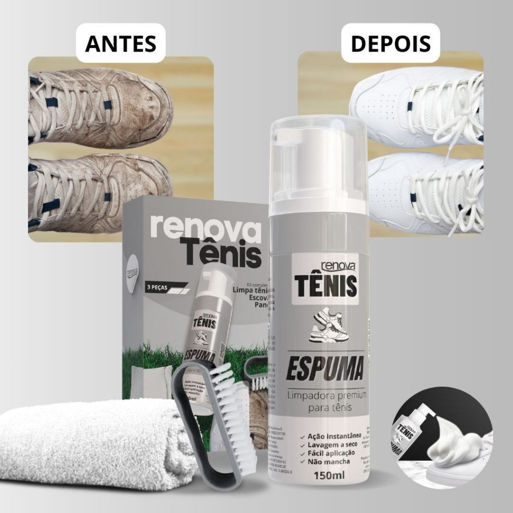 Kit Limpa Tenis Sneakers Calçados Lavagem a Seco