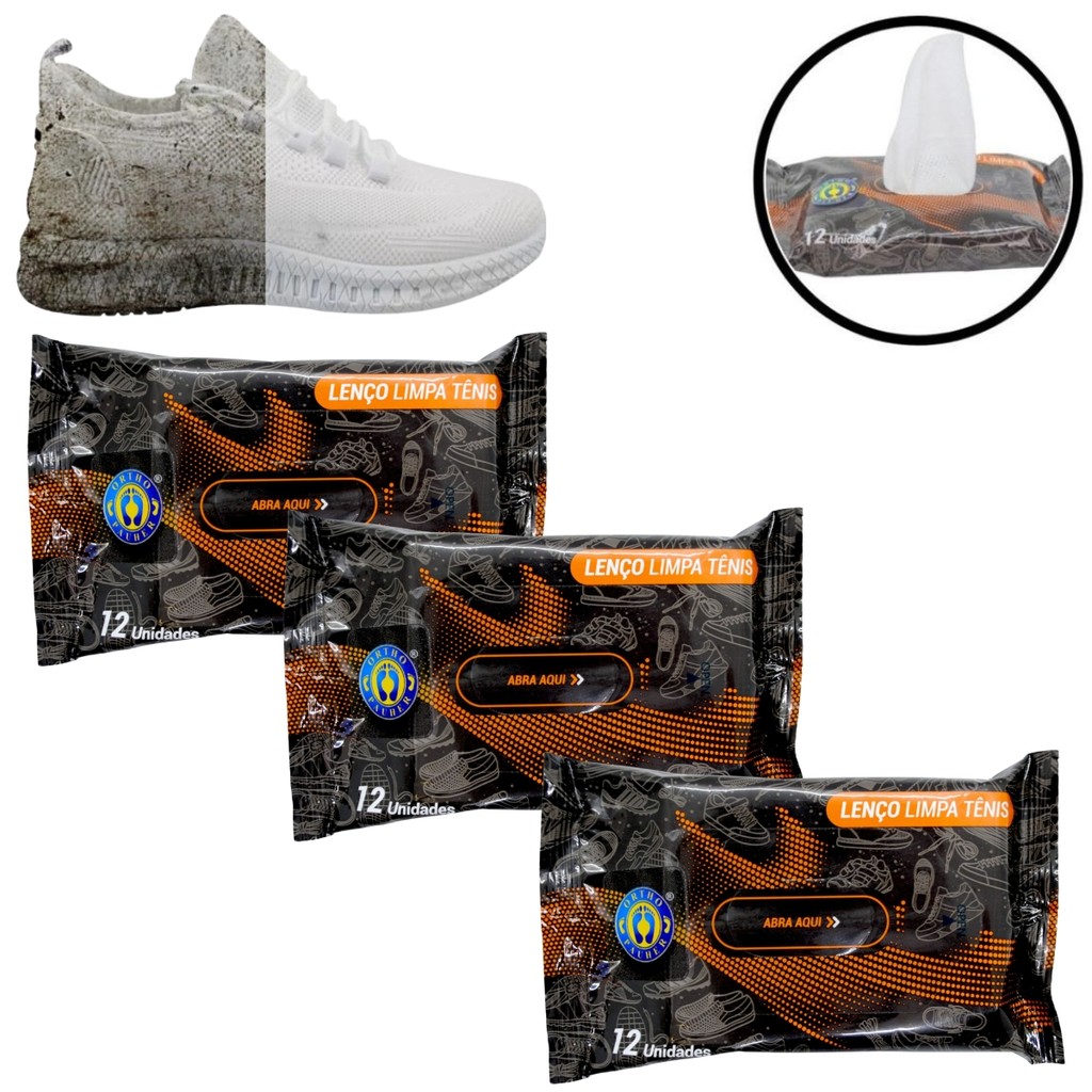 3pct Lenços Limpa Tênis Mágico Limpeza Profunda Calçados Sneakers Solado Branco Couro Tecido Sujeira