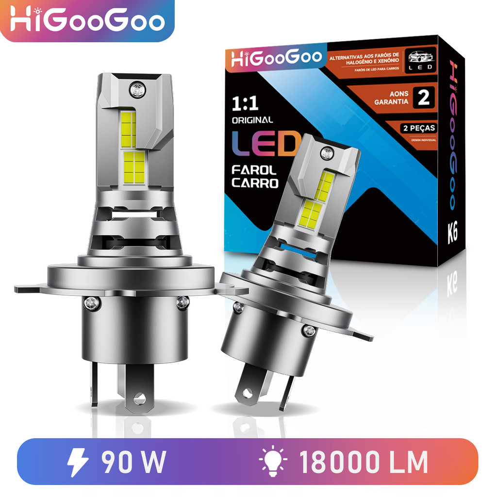 HiGooGoo Par 1:1 Originais K6 Lâmpadas De Farol De LED Plugue Direto 18000LM 180W H4 H7 H11 9005 6000K 12V