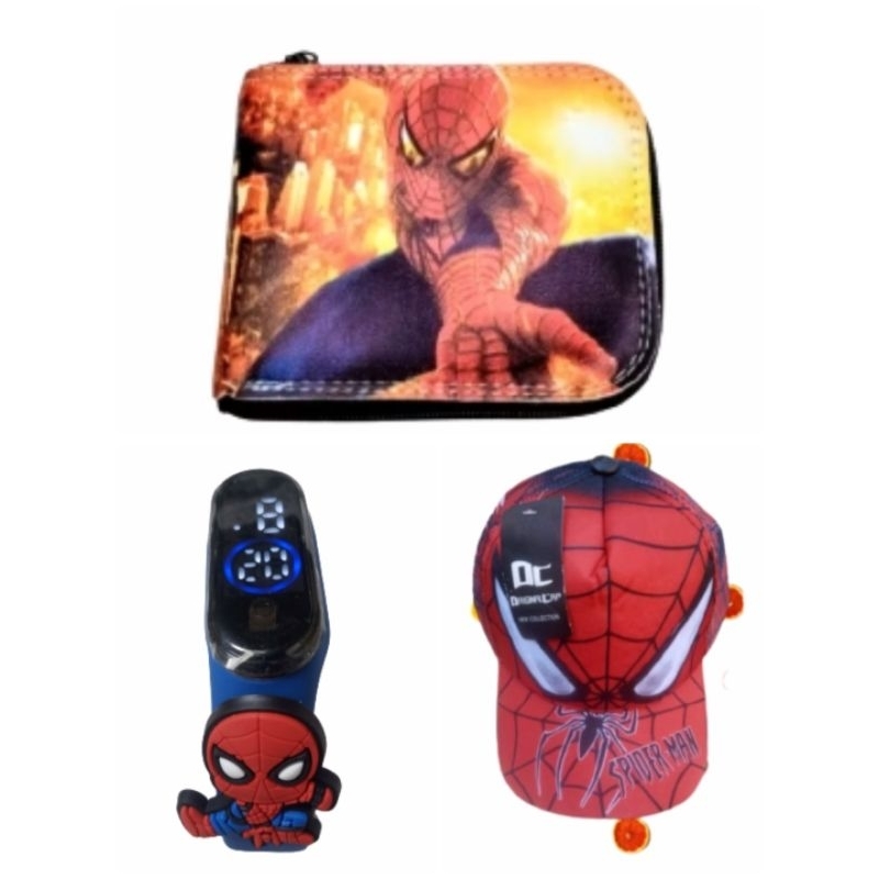 Bone relogio digital e carteira infantil do homem aranha , super kit para surpreender seu filho , lancamento