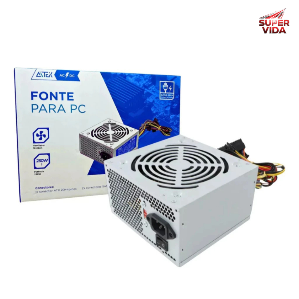 Fonte de alimentação ATX para PC, 110V/220V,  230W, adequada para computadores de mesa