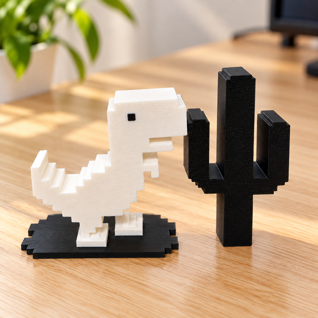 Dinossauro T-Rex Jogo Sem Internet 3D | Kit Dino Pixel Art Decoração Setup Gamer e Mesa Escritório