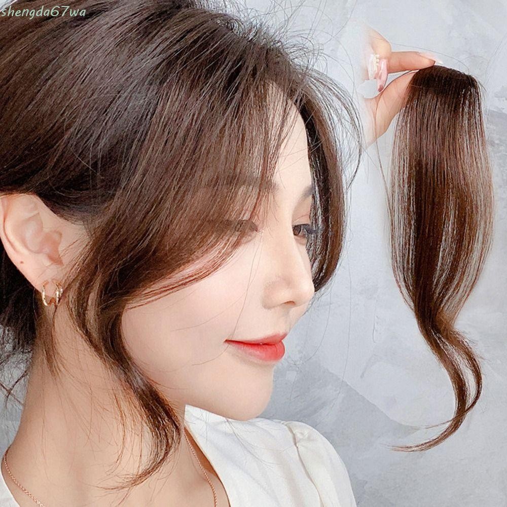 SHENGDA Parte Média Franja Clipe Na Testa Acessórios De Cabelo Feminino Marrom Preto Peruca De Síntese Natural