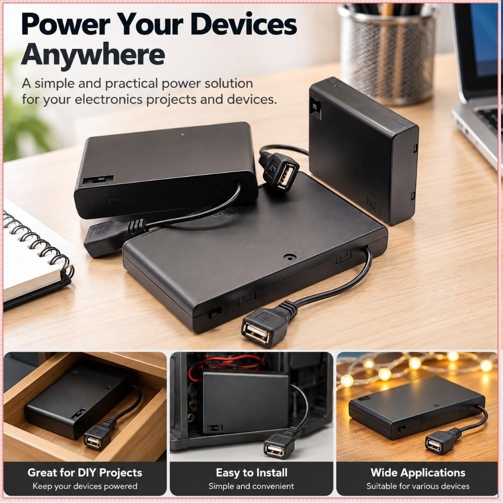 AA Box , Com Tampa Suporte USB Power Porta De Alimentação Switch