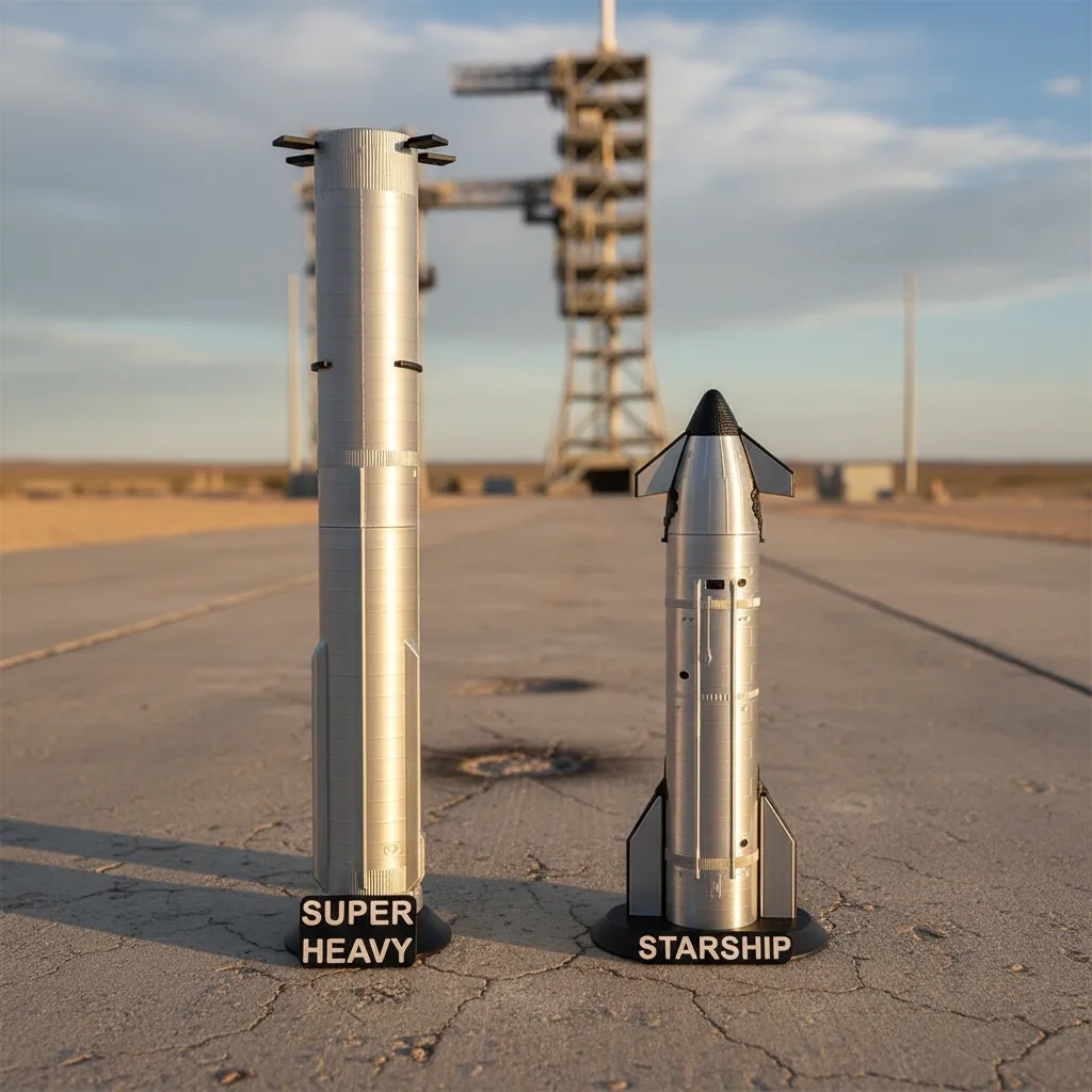 Miniatura Starship S24/B7 e Super Heavy SpaceX Modelo 1:200 Foguete Espacial Premium