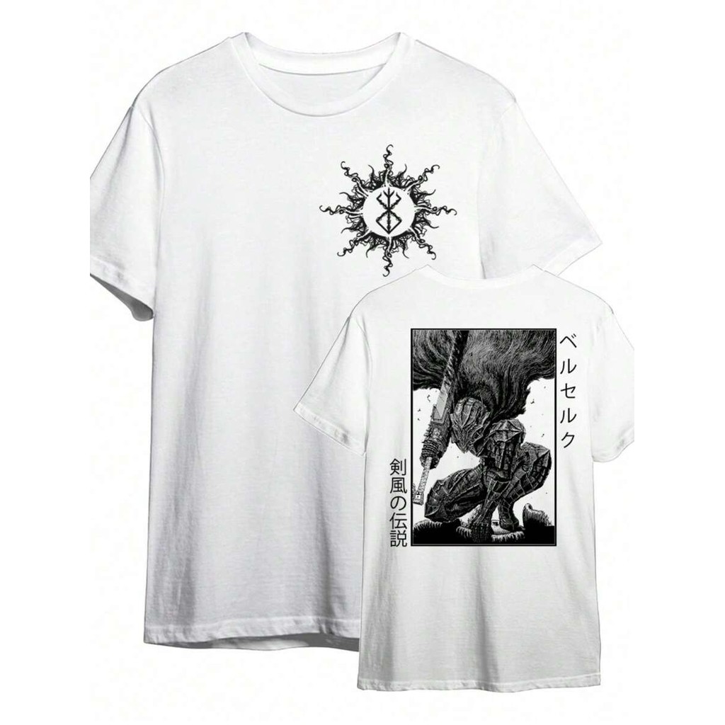 Camiseta Guts B e r s e r k Masculina Streetwear Algodão Oversized Estampa Moderna