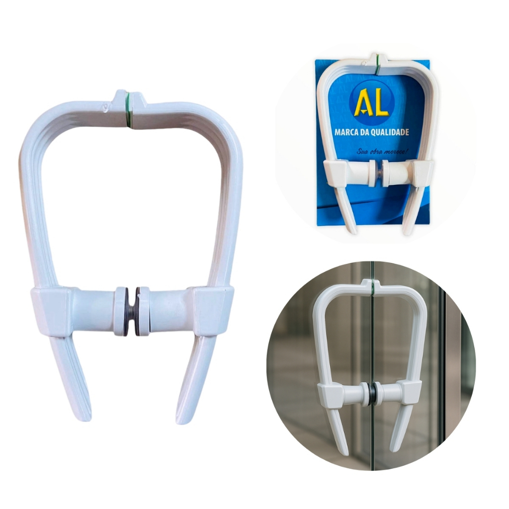 Puxador H Arco para Porta De Vidro 1 Furo 190mm Branco Polímero - Fast Vidros