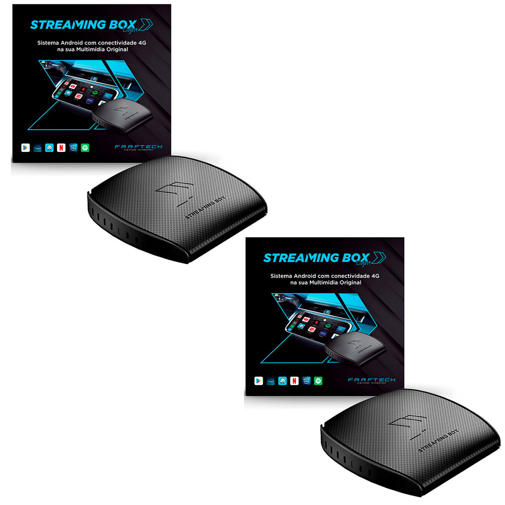 Kit 2x Streaming Box Light 3gbRam 32GB Armazenamento Interface Desbloqueio USB Apps Carplay-Faaftech