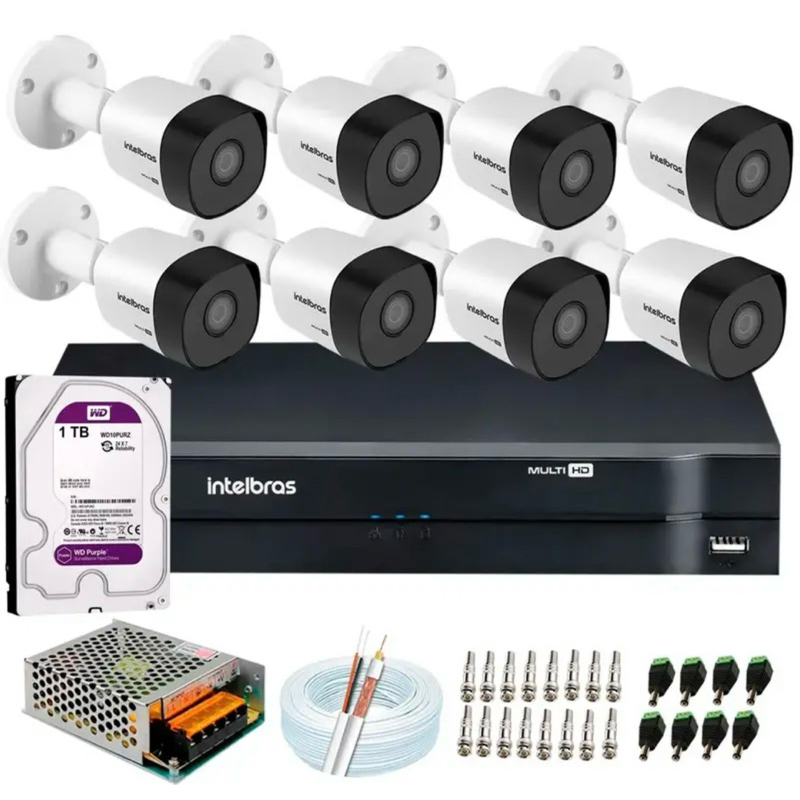 Kit 8 Câmeras VHD 1220 B FULL COLLOR + DVR + HD 1TB + monitoramento grátis