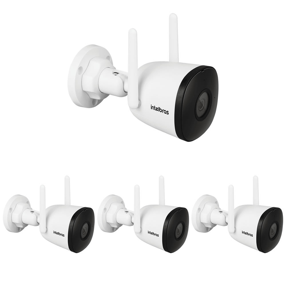 Kit 4 Câmeras Inteligente Wi-Fi Com Armazenamento em Nuvem, Zoom e Áudio iM5 SC Intelbras