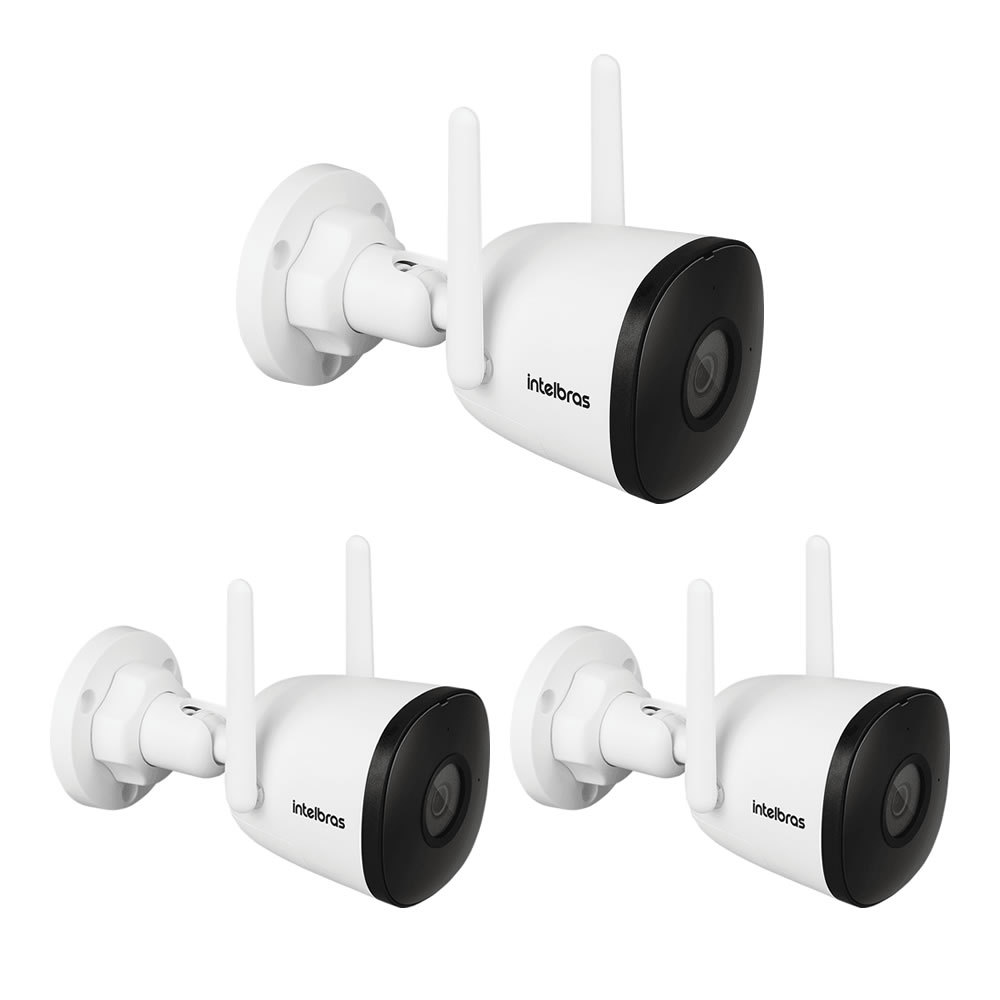 Kit 3 Câmeras Inteligente Wi-Fi Com Armazenamento em Nuvem, Zoom e Áudio iM5 SC Intelbras