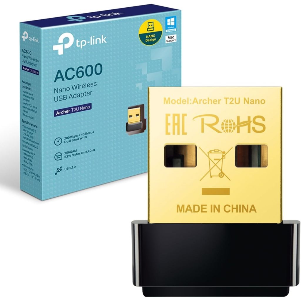 Adaptador Wi-Fi USB TP-Link Archer T2U Nano AC600 Dual Band – Compacto e Potente