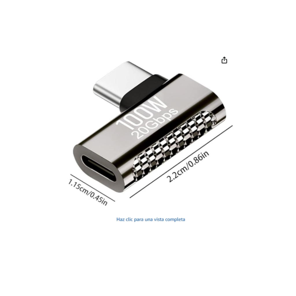 Adaptador USB C Ângulo 90° 20Gbps 100W Tipo C Macho Femea Em L para para Smartphone Tablet Steam Deck