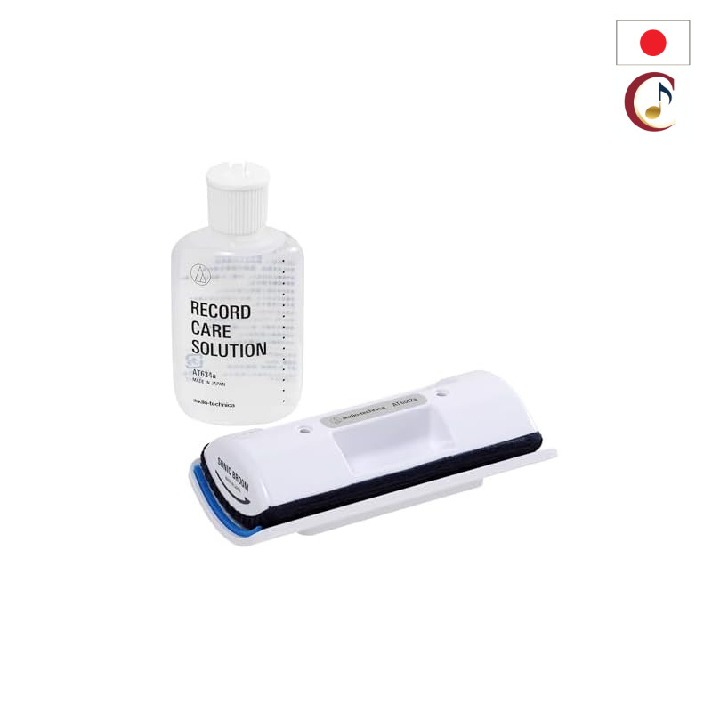 Audio-Technica AT6012a Wet/Dry Record Cleaner with AT634a Cleaning Fluid, Anti-Static, Removes Static and Dust, for Viny