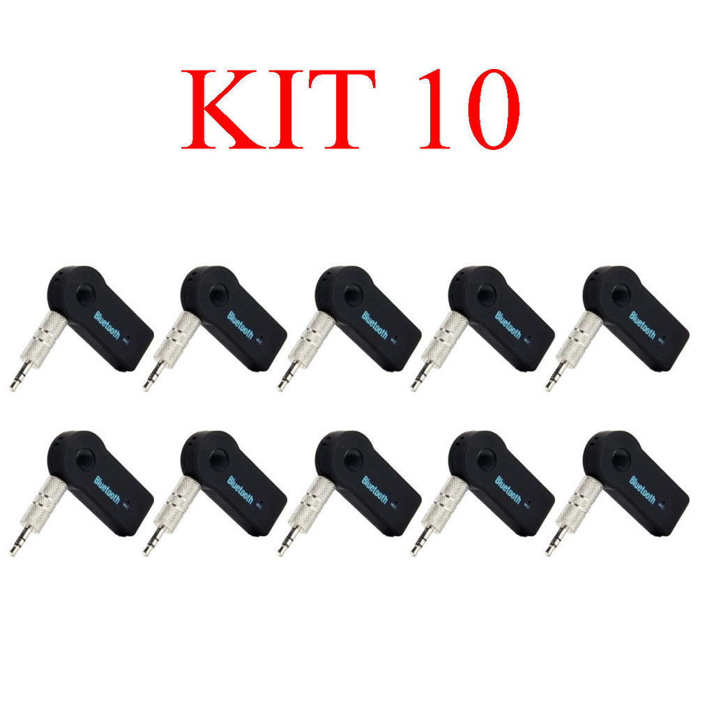 Kit 10 Adaptador Bluetooth P2 Music Call Speaker Carro 3.5mm Sem Fio jorge