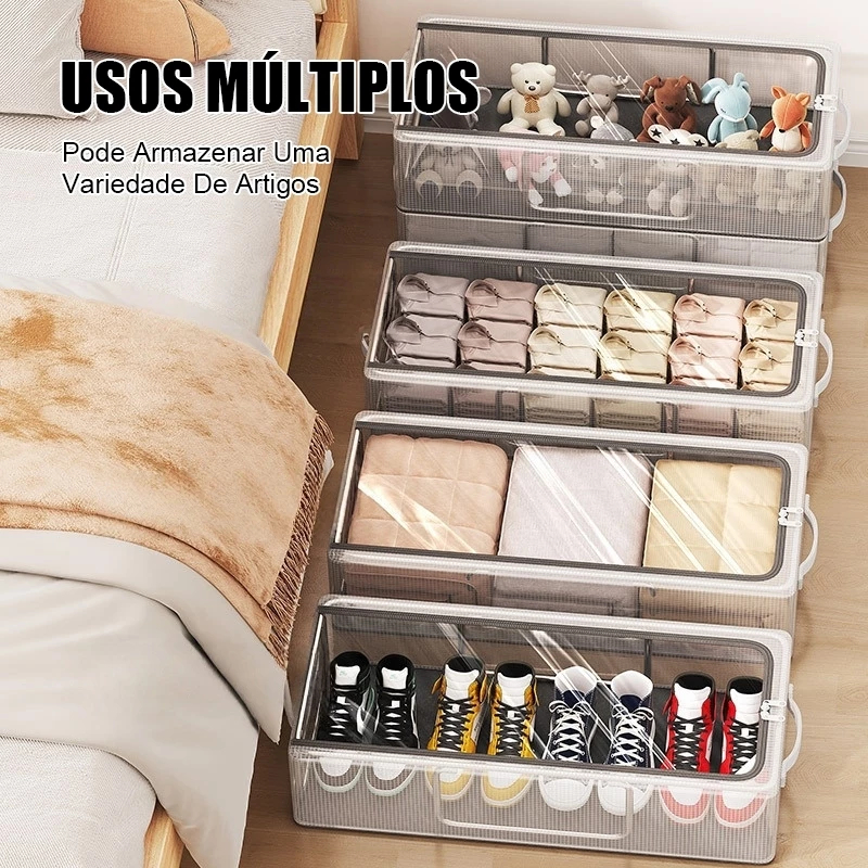 Caixa de sapato empilhável com zíper Caixa de armazenamento de sapatos empilhável multifuncional com Flip