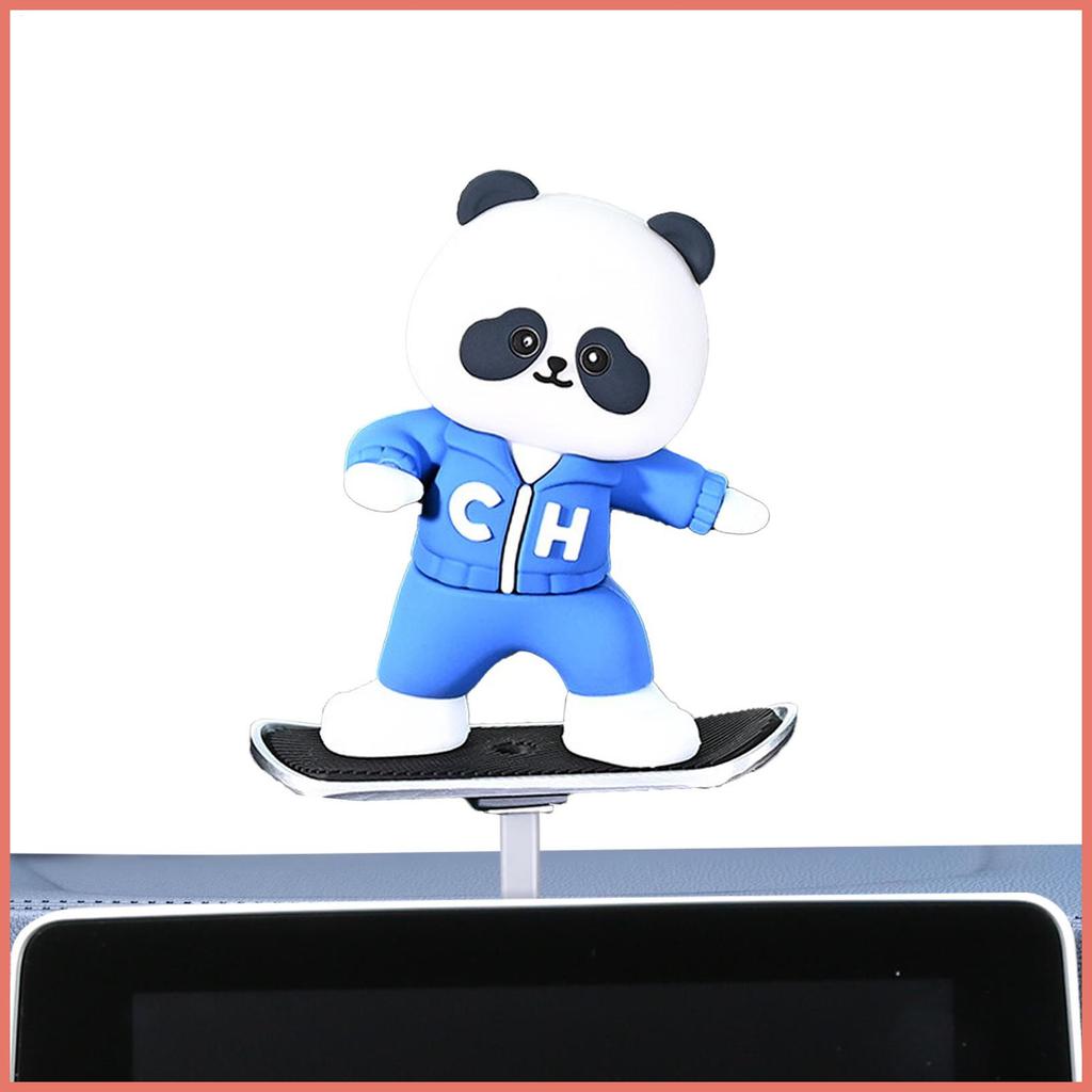 Urso De Skate Decoração Do Carro Bonito Dos Desenhos Animados Tela Controle Central Ornamento Engraçado Painel Automátic
