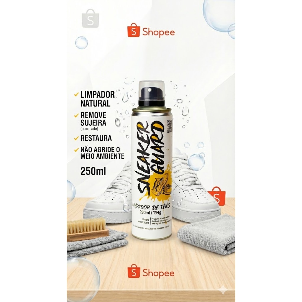 Limpador Para Tênis Sneaker Guard Spray 250ml Limpeza Para Calçados De Couro Camurça Lona E Tecido