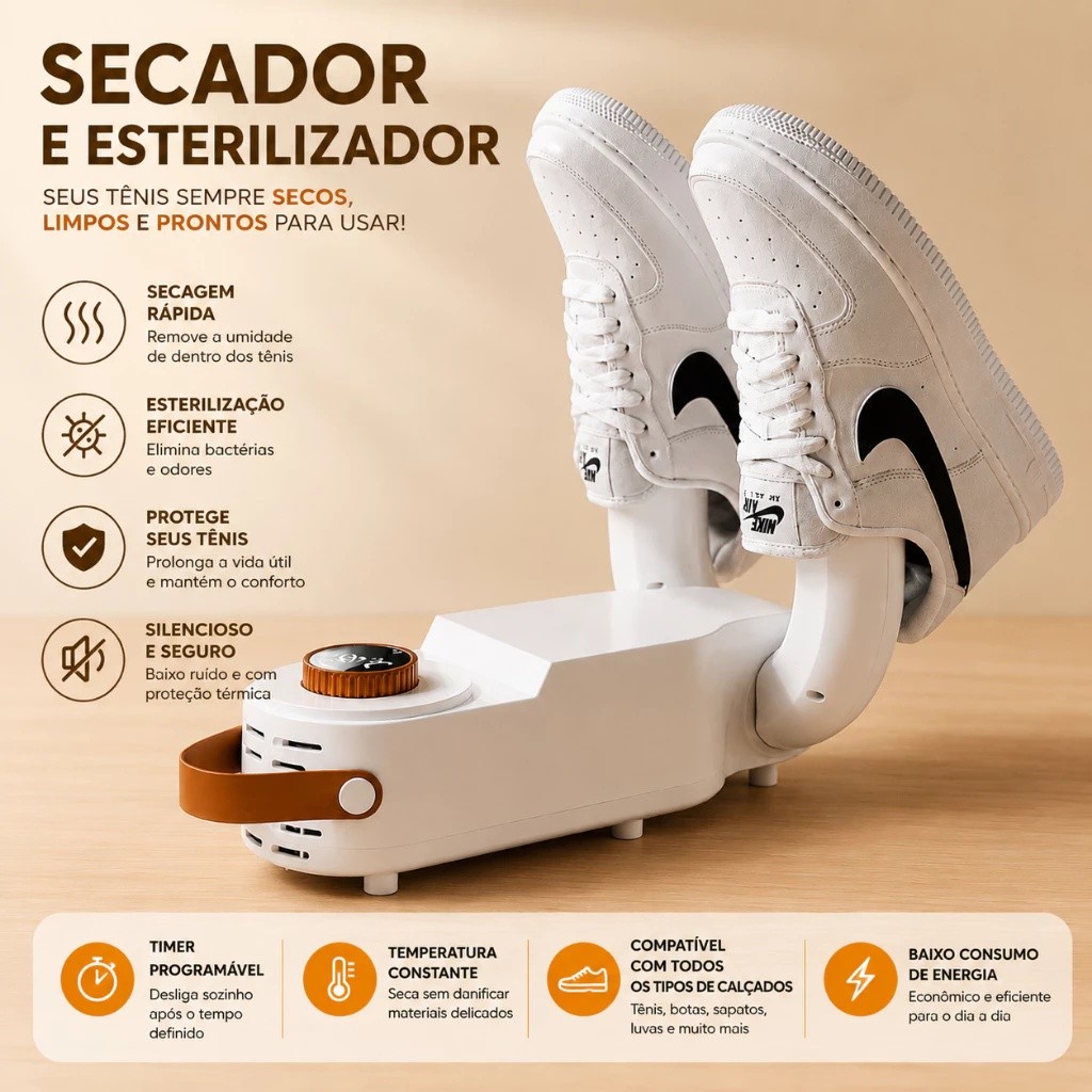 Secador de Tênis Elétrico Dobrável Esterilizador Remove Umidade e Mau Cheiro - PRONTA ENTREGA