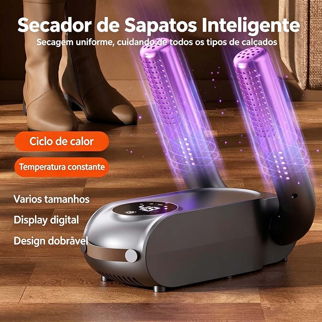 Secador Elétrico de Sapatos Portátil Dobrável para Tênis e Botas Removedor de Umidade e Mau Cheiro 220V